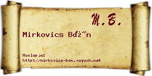 Mirkovics Bán névjegykártya